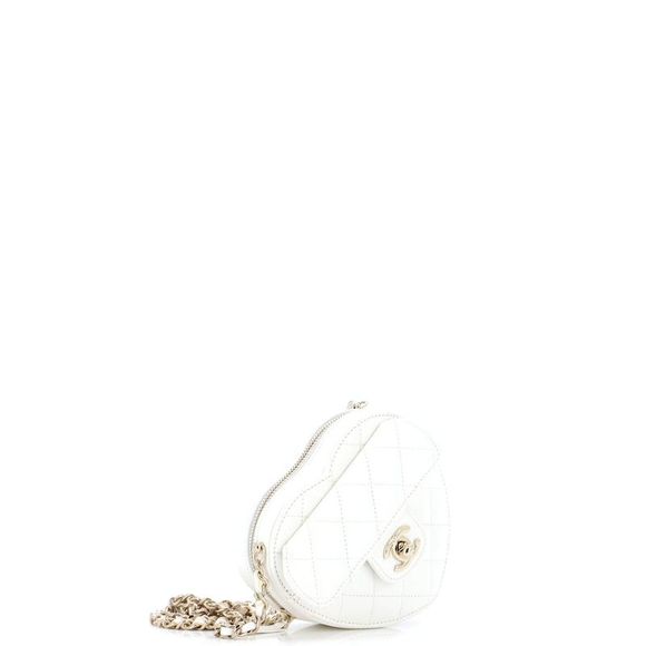 Chanel CC in Love Heart Clutch with Chain Quilted Lambskin White - Picture 3 of 10